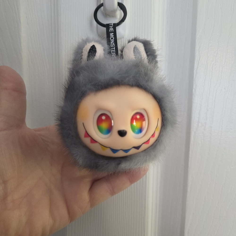 Black Furry Labubu Bag Charm Or Keychain. NEW - Picture 3 of 3